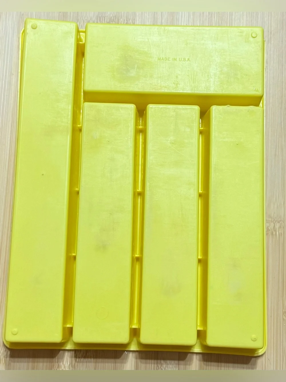 Vintage Yellow Silverware Tray Flatware Drawer Organizer Made in USA